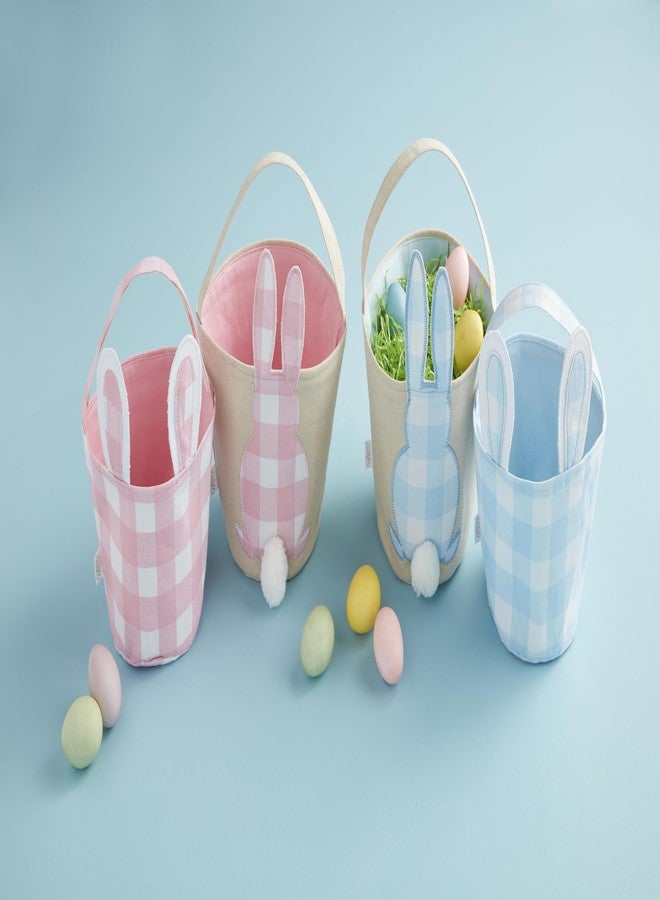 Mud Pie Check Bunny Basket, Girl, 7 1/2" x 8 1/2" - Image 2