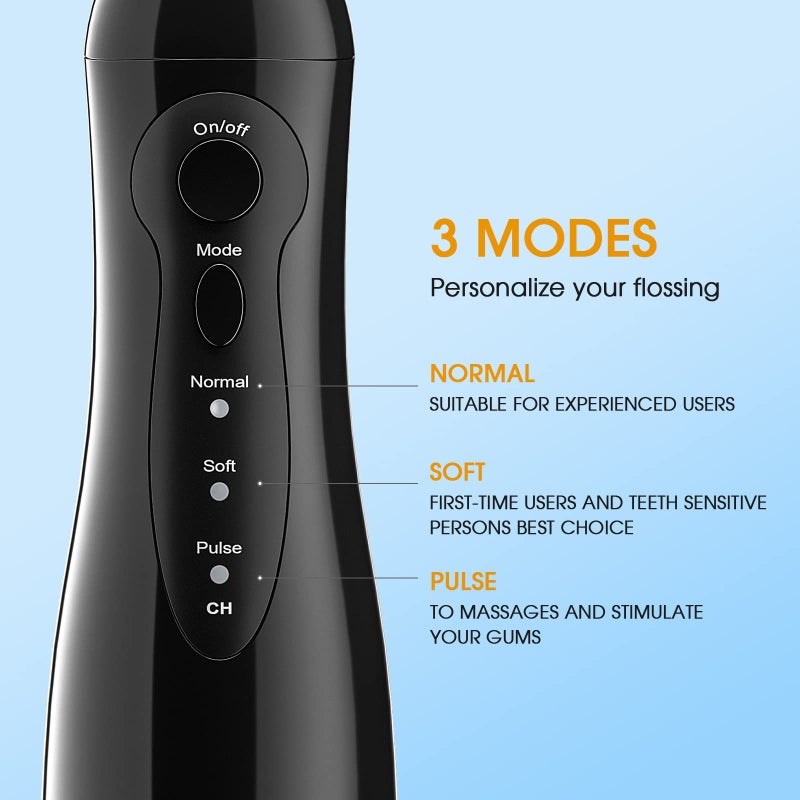 Hangsun Water Flossers for Teeth Cordless Rechargeable Dental Oral Irrigator Water Jet for Teeth Braces Care with 8 Jet Tips for Travel and Home Use (Black) - Image 3