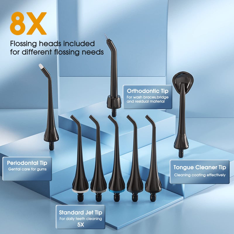Hangsun Water Flossers for Teeth Cordless Rechargeable Dental Oral Irrigator Water Jet for Teeth Braces Care with 8 Jet Tips for Travel and Home Use (Black) - Image 5