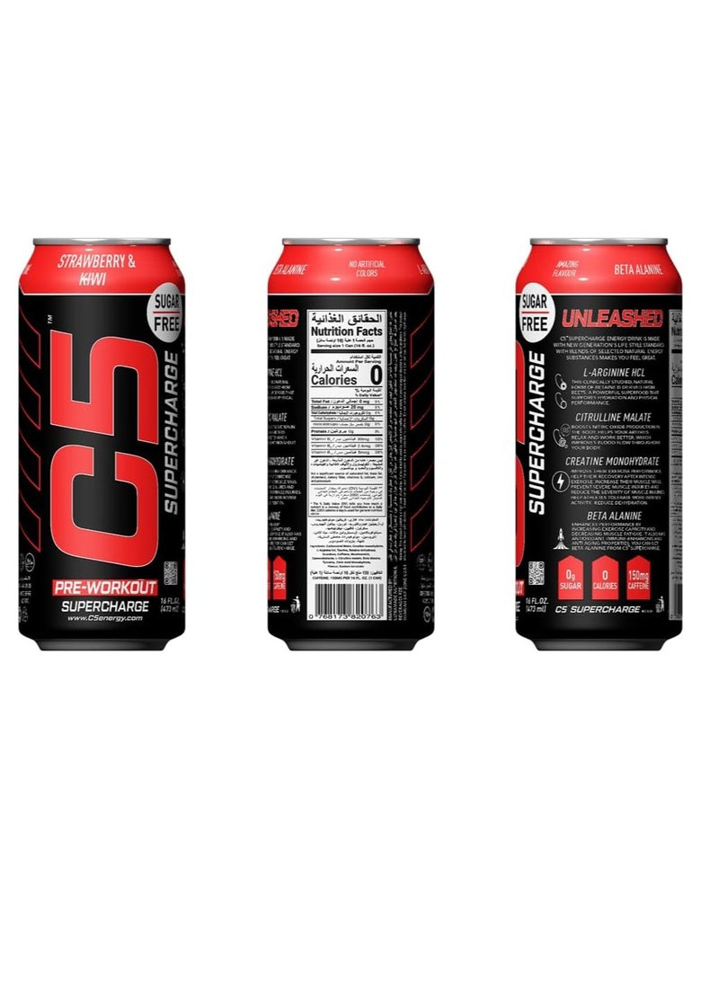 C5 SUPERCHARGE Sugar Free Strawberry & Kiwi 473ml Pack of 12 - Image 3