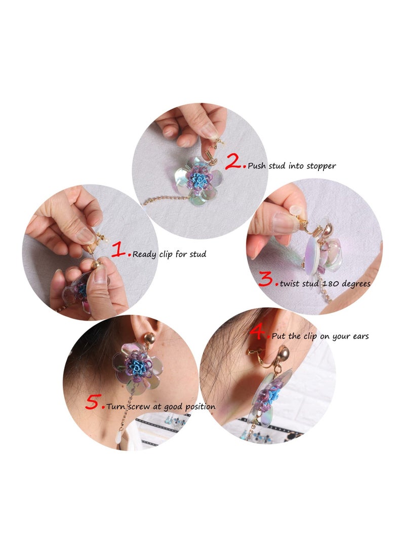 Hypoallergenic Round Flat Tray Earring Clips with Silicone Earring Pads, for Non-Pierced Earring Replace - Image 3