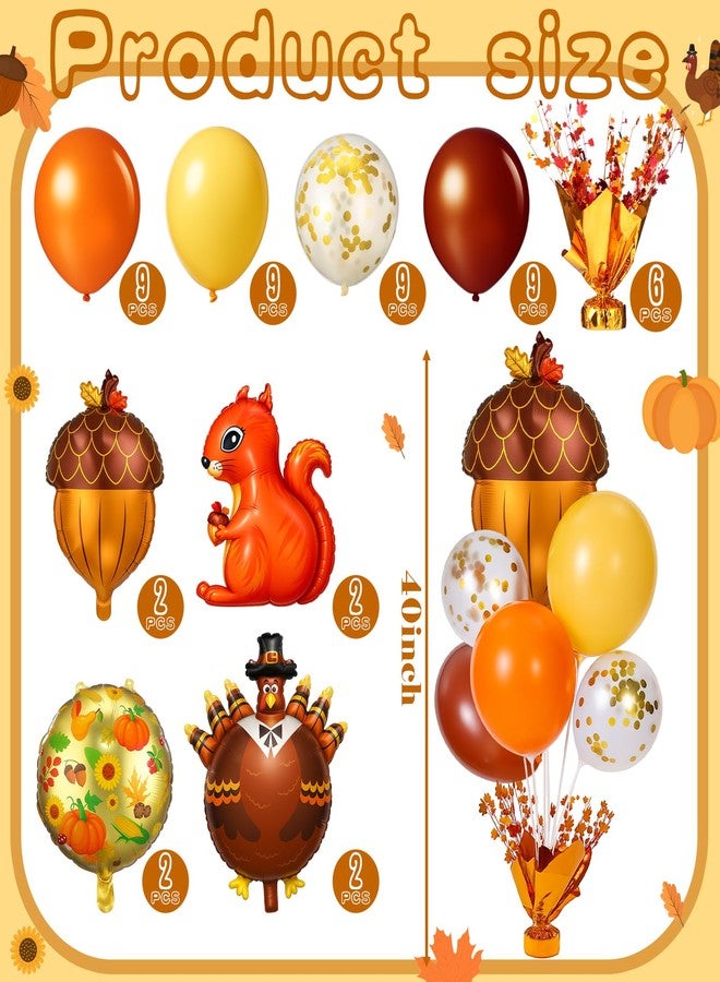 سيفانير مجموعة من 6 قطع مركزية لطاولة حامل البالونات لعيد الشكر من Civaner، طقم حامل بالونات الديك الرومي، ديكور مخروط الصنوبر السنجابي لحصاد الخريف السعيد، عيد الميلاد، لم شمل العائلة، حفلة عيد الشكر - Image 3