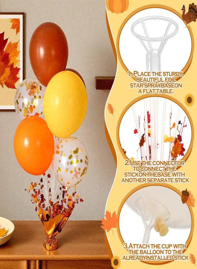 سيفانير مجموعة من 6 قطع مركزية لطاولة حامل البالونات لعيد الشكر من Civaner، طقم حامل بالونات الديك الرومي، ديكور مخروط الصنوبر السنجابي لحصاد الخريف السعيد، عيد الميلاد، لم شمل العائلة، حفلة عيد الشكر - Image 4