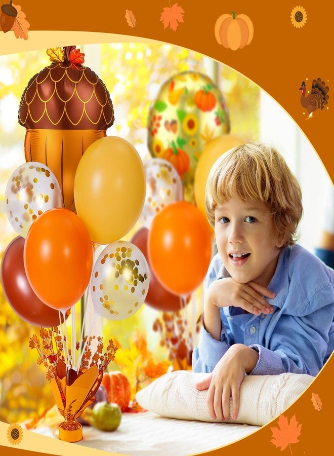 سيفانير مجموعة من 6 قطع مركزية لطاولة حامل البالونات لعيد الشكر من Civaner، طقم حامل بالونات الديك الرومي، ديكور مخروط الصنوبر السنجابي لحصاد الخريف السعيد، عيد الميلاد، لم شمل العائلة، حفلة عيد الشكر - Image 5