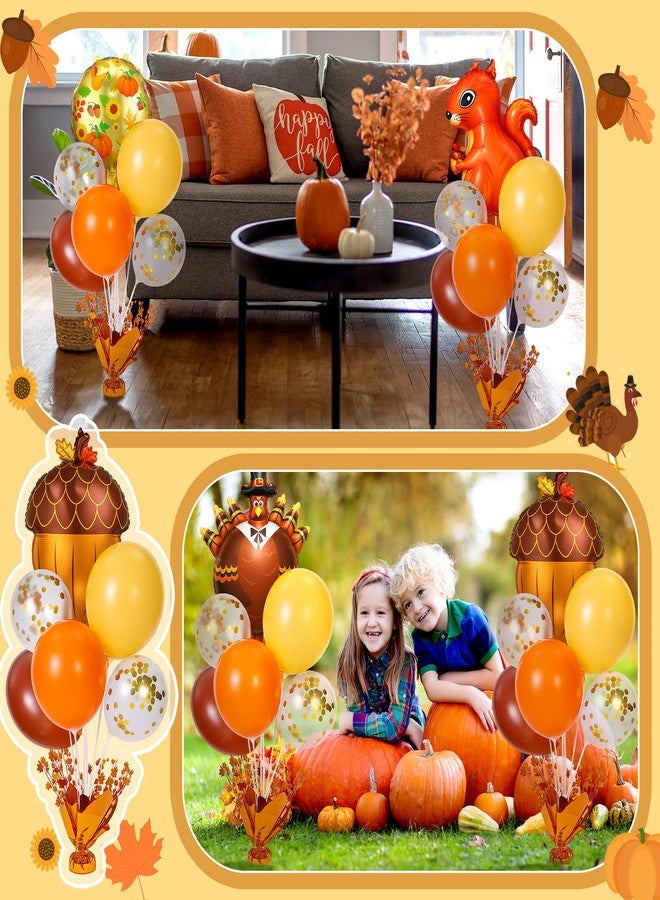 سيفانير مجموعة من 6 قطع مركزية لطاولة حامل البالونات لعيد الشكر من Civaner، طقم حامل بالونات الديك الرومي، ديكور مخروط الصنوبر السنجابي لحصاد الخريف السعيد، عيد الميلاد، لم شمل العائلة، حفلة عيد الشكر - Image 2