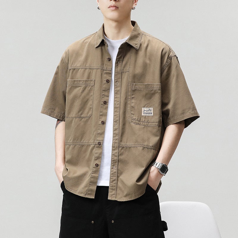 Taobao Explosions 2023 Japanese Retro Work Short Sleeve Shirt Men'S Fashion Wide Casual American Summer Half Sleeve Shirt - Image 4