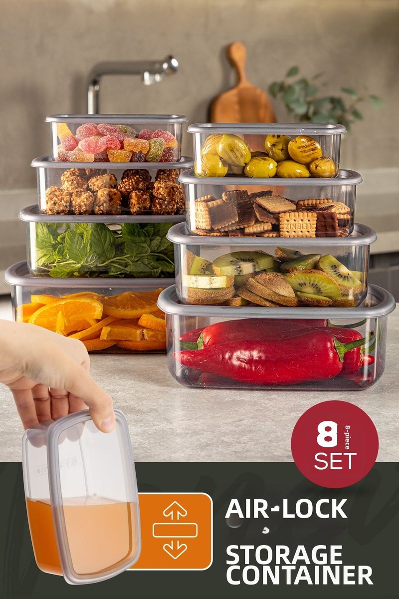 Vienev Anthracite 8-Piece Airtight Storage Set - 250-500-750-1200 ml - Image 1