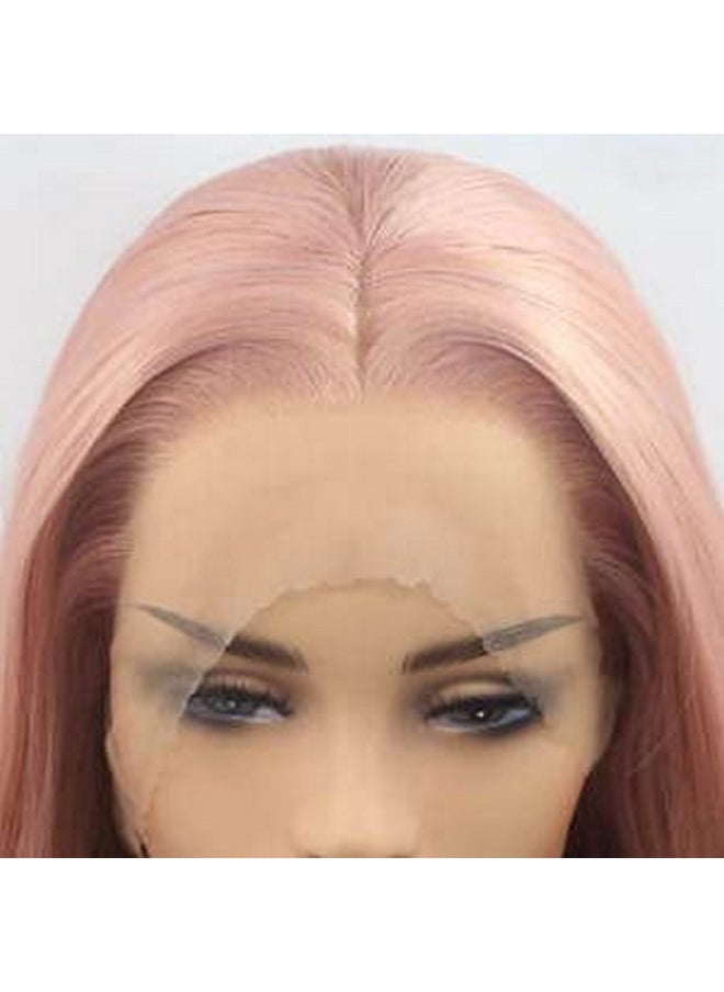 Xiweiya Mixed Pastel Pink Lace Front Wigs Long Wavy Peach Pink Mermaid Synthetic Lace Front Wig Golden Pink 13 * 3 Lace Wigs Heat Resistant Fiber Wig 150% Density Hair For Women 24Inch  - Image 4