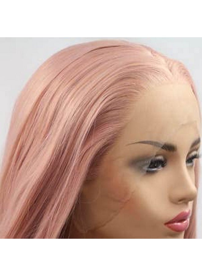 Xiweiya Mixed Pastel Pink Lace Front Wigs Long Wavy Peach Pink Mermaid Synthetic Lace Front Wig Golden Pink 13 * 3 Lace Wigs Heat Resistant Fiber Wig 150% Density Hair For Women 24Inch  - Image 5