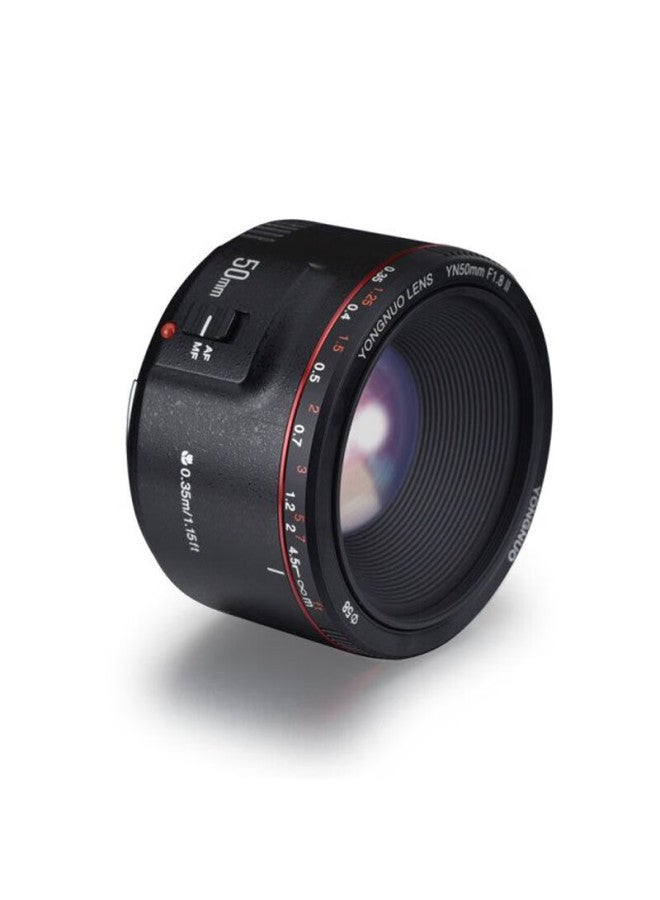 YONGNUO يونغنو Yn50mm F1.8ii، الجيل الثاني من عدسة بورتريه ذات فتحة كبيرة لكاميرات كانون DSLR، فتحة بطاقة قياسية، غلاف أسود - Image 1