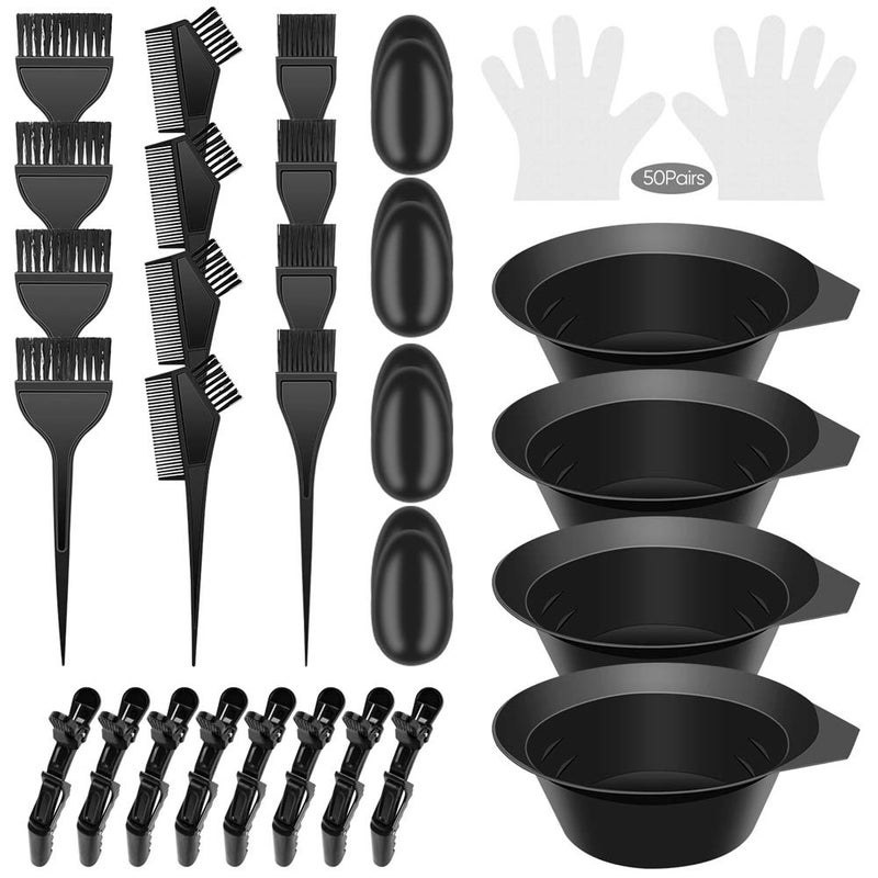 IRCHLYN Hair Dye Brush and Bowl Set Hair Dye Kit Hair Tint Dying Coloring Tool Hair Dye Comb with Ears Covers Hairdressing Clips and Hair Dye for Salon and Personal DIY (78 Pieces) - Image 1
