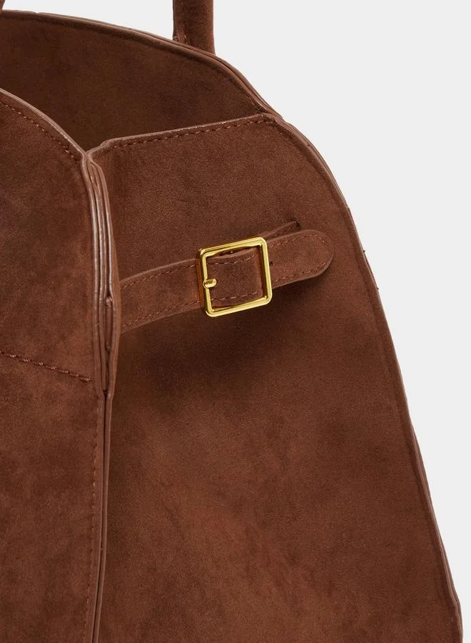 ستايلي Suede Look Handbag with Double Handle