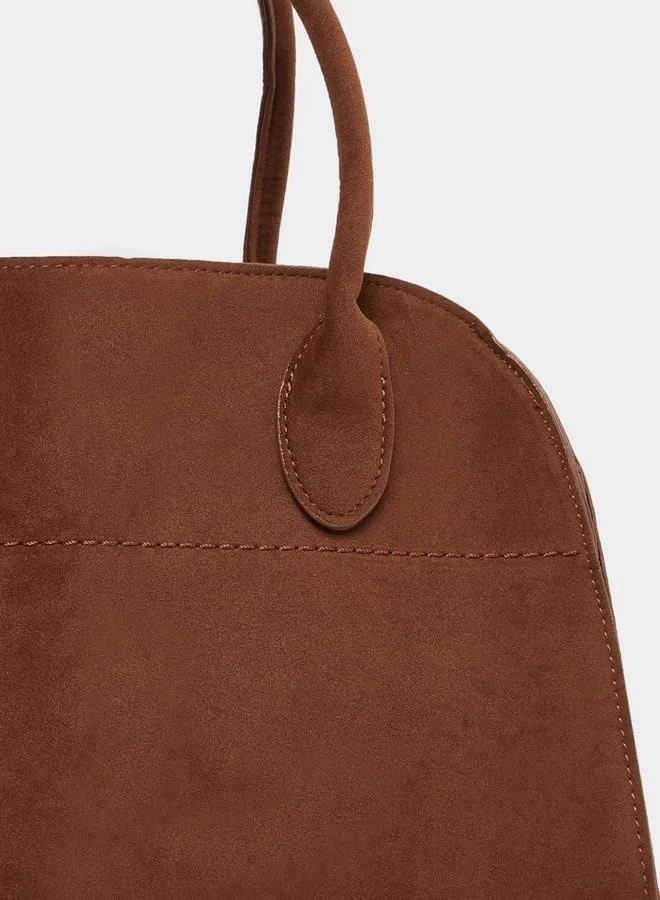 ستايلي Suede Look Handbag with Double Handle
