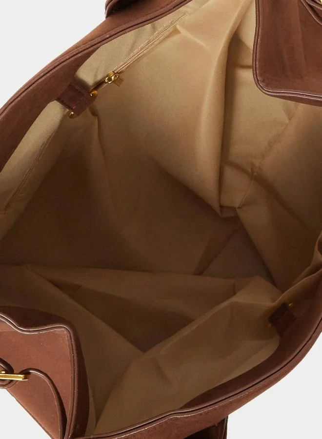 ستايلي Suede Look Handbag with Double Handle