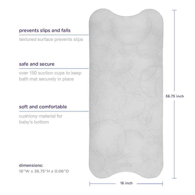 Ubbi Cushioned Non-Slip Bath Mat for Baby, Powerful Suction Cups, Baby Bathtub Time Essentials, Gray - Image 2