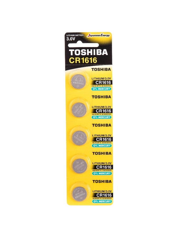 Toshiba - عبوة من 5 - بطارية عملة ليثيوم 3V CR1616 - Image 1