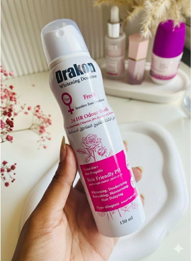 دراكون بخاخ دراكون للتفتيح والمناطق الحساسة – برائحة منعشة (150 مل) – تركيبة 5 في 1 لإزالة الرائحة والتفتيح - Image 2