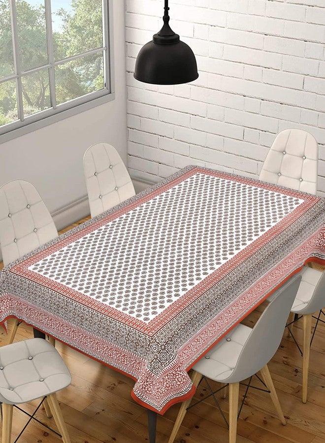 Texstylers Cotton Rectangular 60x90 Inches 6 Seater Dining Table Cloth Cover (Brown) - Image 1