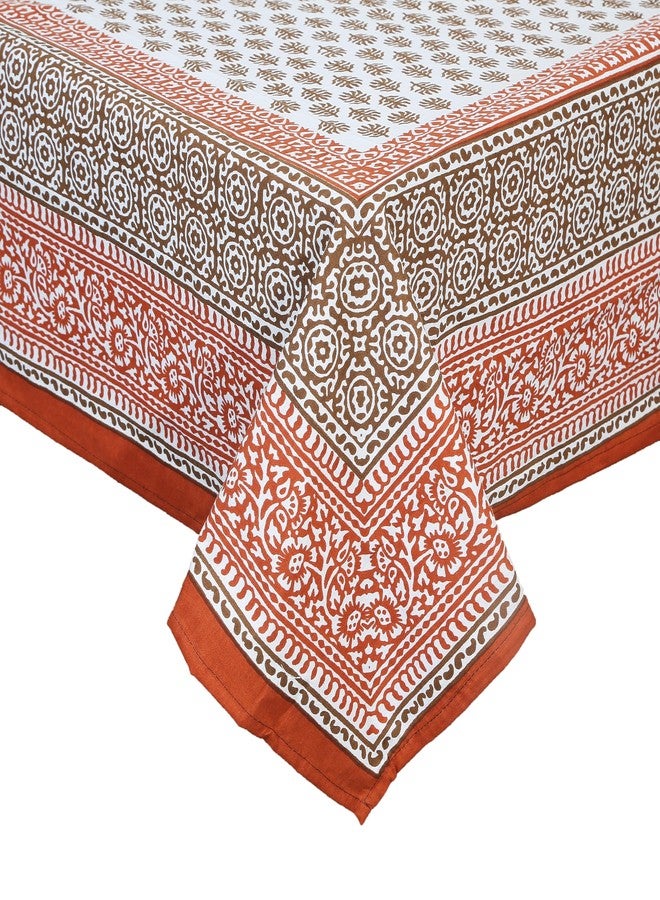 Texstylers Cotton Rectangular 60x90 Inches 6 Seater Dining Table Cloth Cover (Brown) - Image 2