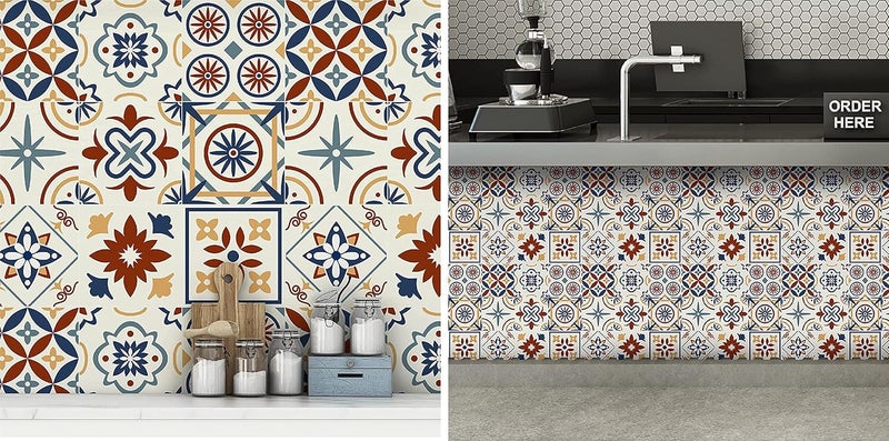 ELTON Morrocon Spanish Tile Decals for Table Wall Stairs Bathroom Kitchen Self Adhesive 5 X 5 Inch 36 pic styel c - Image 3