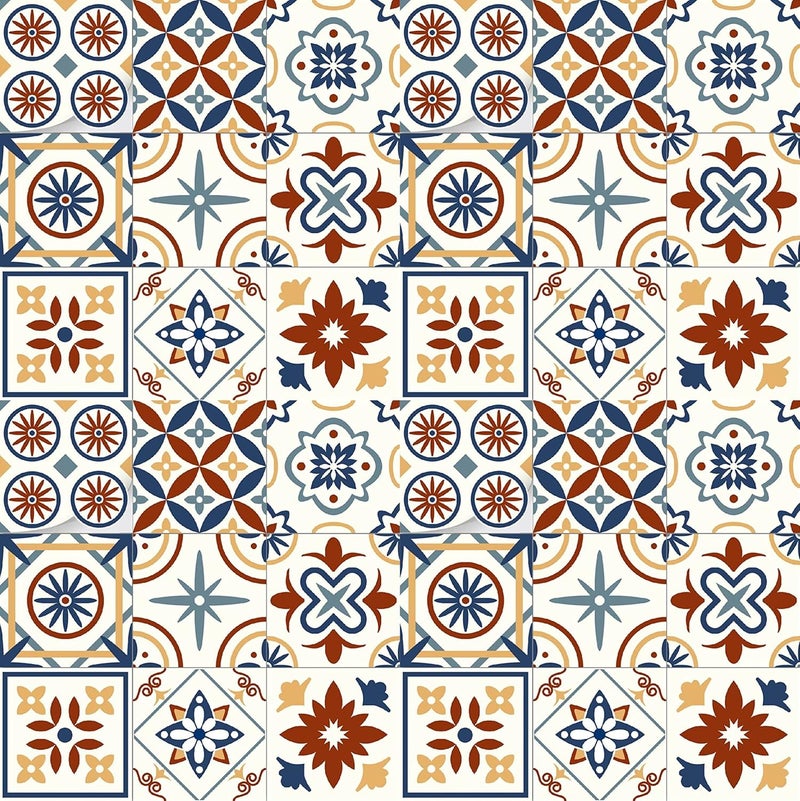 ELTON Morrocon Spanish Tile Decals for Table Wall Stairs Bathroom Kitchen Self Adhesive 5 X 5 Inch 36 pic styel c - Image 1