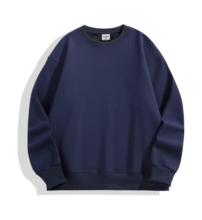 500 grams of imitation lamb velvet M062 heavy fleece-lined shoulder drop round neck vests soft and comfortable printing logo men and women Navy blue - Image 1