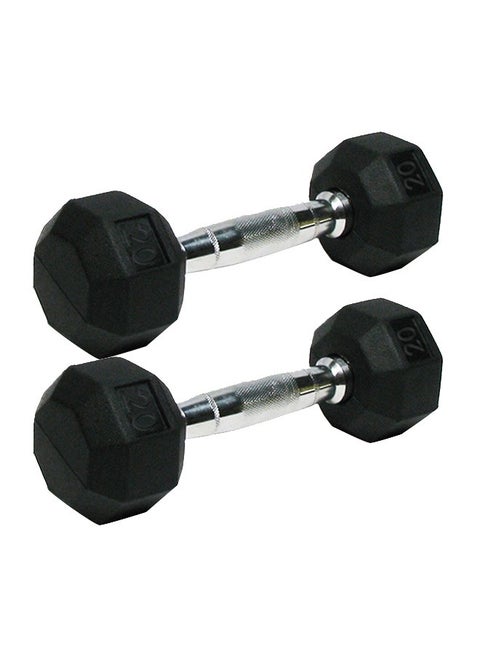 20 lb (9.1 kg) Rubber‑Encased Hex Dumbbell Pair – Cast‑Iron Core with Chrome Handle