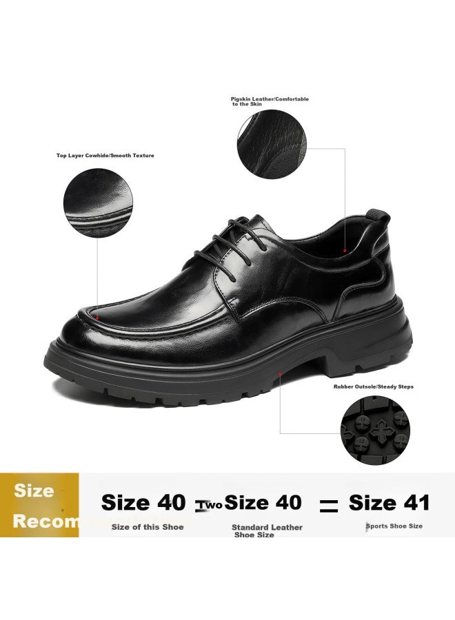St&Sat Saay Men's Shoes Top Layer Cowhide Spring British Style Business Formal Leather Shoes Men's Casual Shoes Wedding Shoes Black 43 - Image 4
