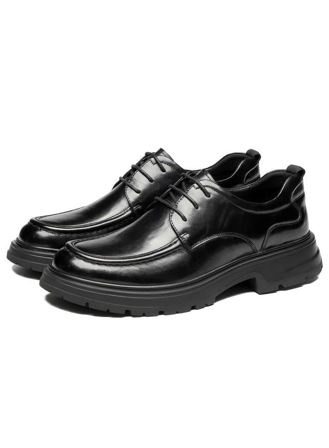 St&Sat Saay Men's Shoes Top Layer Cowhide Spring British Style Business Formal Leather Shoes Men's Casual Shoes Wedding Shoes Black 43 - Image 2