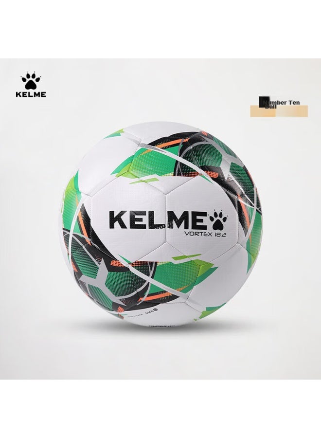 Kelme Machine-sched Soccer Ball, Size 4 And 5, For Adults And Children, Standard For Middle School Entrance Exams, Compeion, Training, Youth Development, And Students, White With Fluorescent Green, Size 4 - Image 1