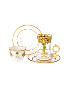 byblos 18 Piece Turkish Coffee And Tea Set Decor Seven And Palm Trees  - Image 2