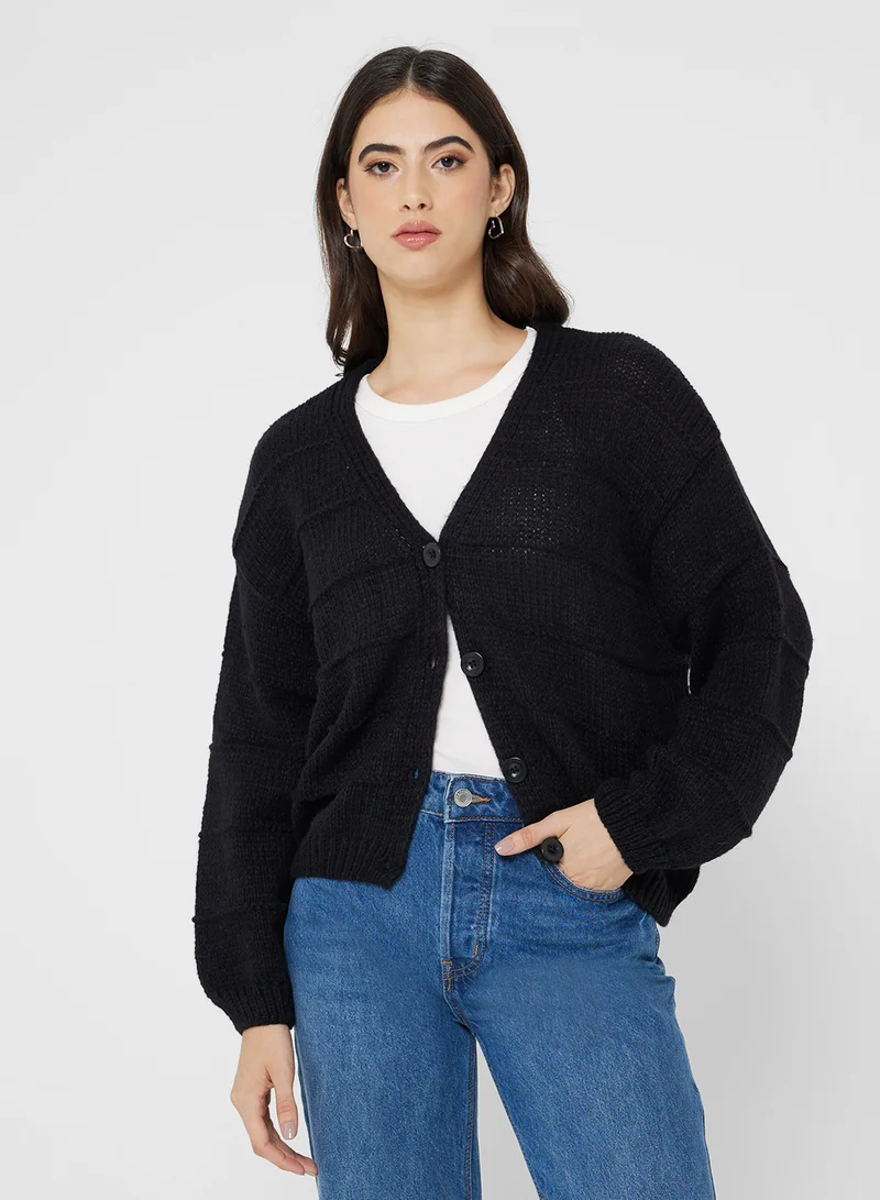 جينجر Fine Knitted Textured Cardigan