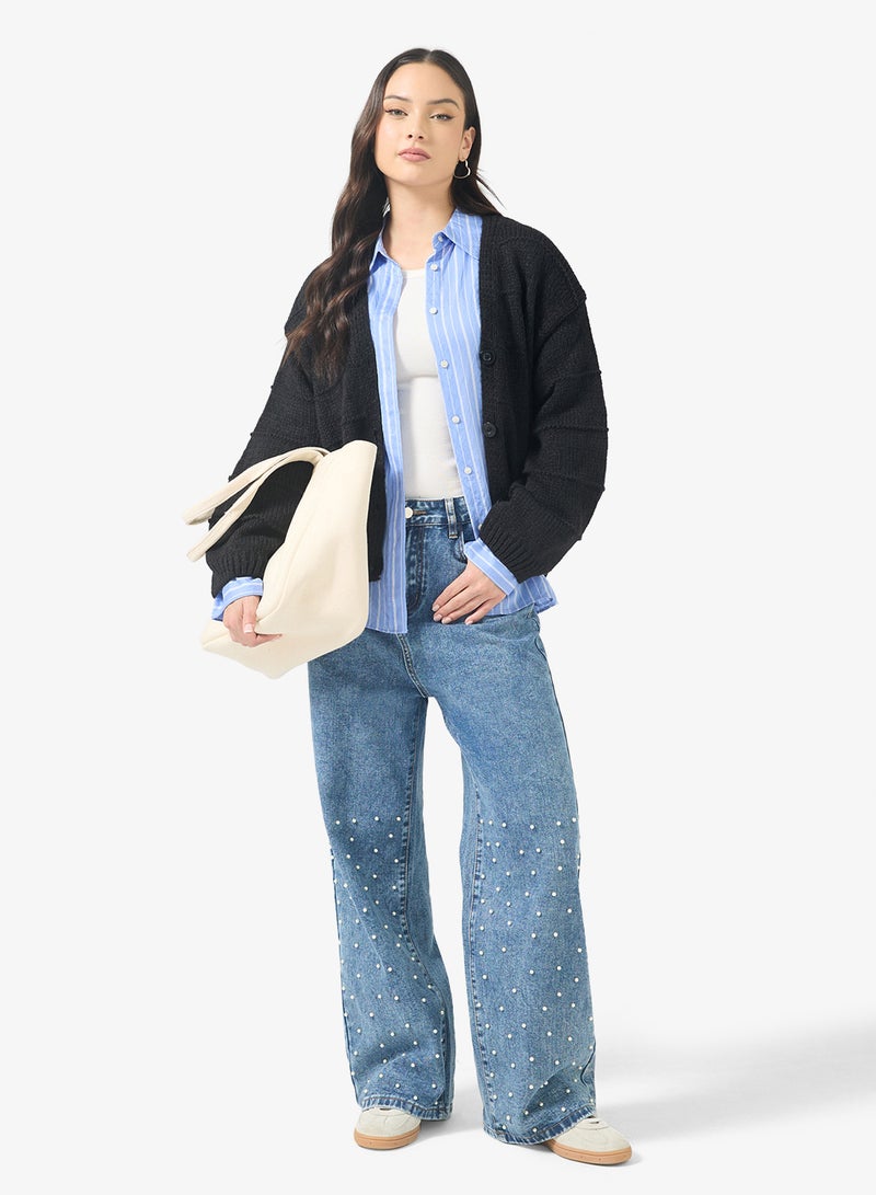 Ginger Fine Knitted Textured Cardigan - Image 4