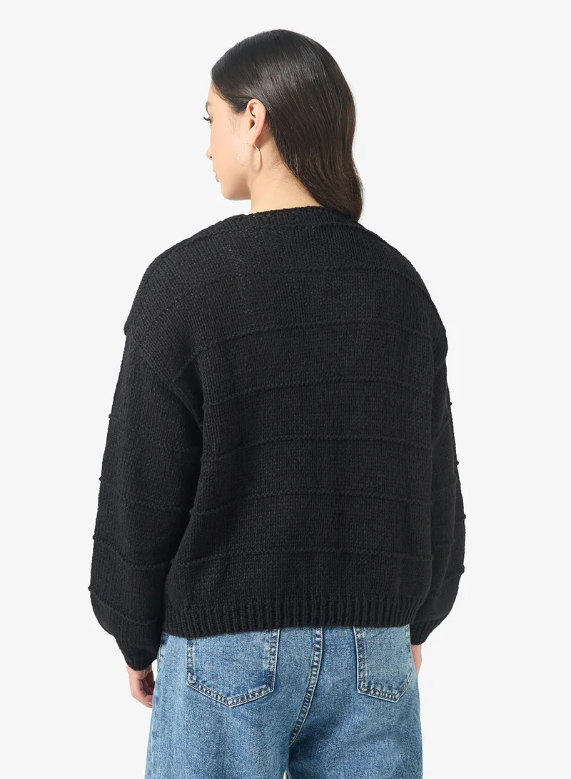 Ginger Fine Knitted Textured Cardigan