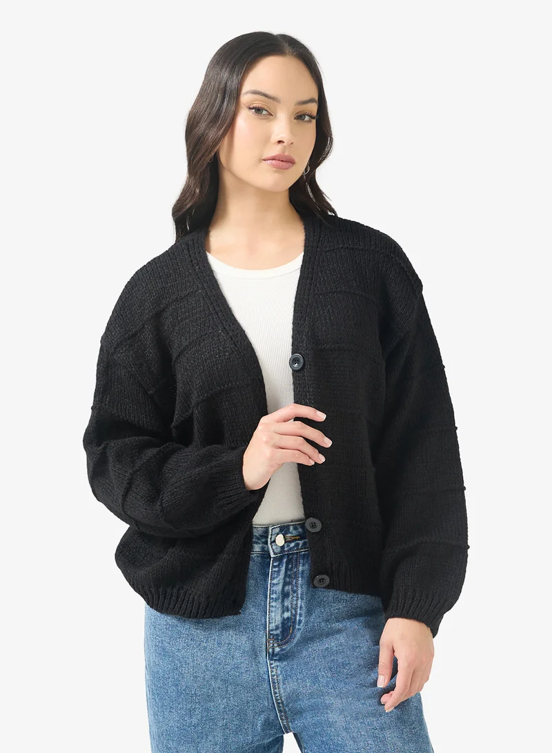 Ginger Fine Knitted Textured Cardigan