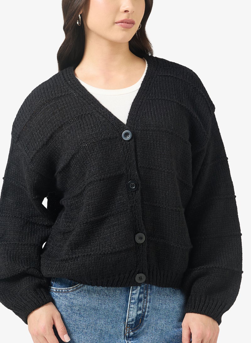 Ginger Fine Knitted Textured Cardigan - Image 3