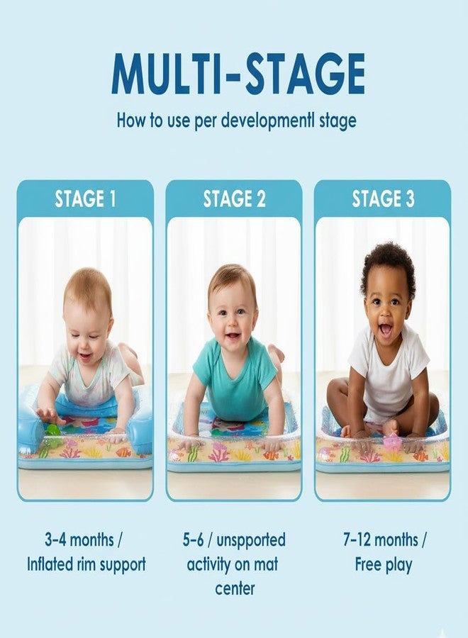 NIGHTSTAR Baby Kids Inflatable Tummy Time Water Play Mat | Leakproof Water-Filled Sensory Activity Toy for Babies | Indoor & Outdoor Fun Play Center | 3-12 Months Boys & Girls (Pack 1) - Image 5