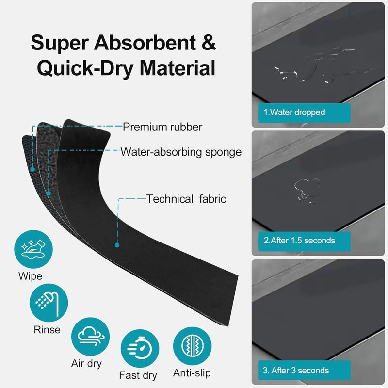 EazziSwitch Customizable Faucet Mat for Kitchen Sink: 29"L x 5.5"W Quick Drying Kitchen Sink Mat & Bathroom Counter Protector - Cut to Fit with 2 or 3 Hole Faucet Design - Extra Long Absorbent Splash Guard - Image 4