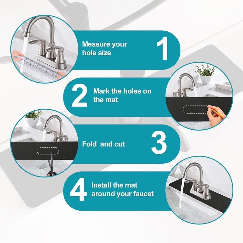 EazziSwitch Customizable Faucet Mat for Kitchen Sink: 29"L x 5.5"W Quick Drying Kitchen Sink Mat & Bathroom Counter Protector - Cut to Fit with 2 or 3 Hole Faucet Design - Extra Long Absorbent Splash Guard - Image 2