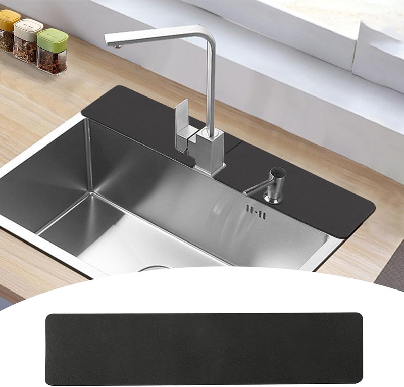 EazziSwitch Customizable Faucet Mat for Kitchen Sink: 29"L x 5.5"W Quick Drying Kitchen Sink Mat & Bathroom Counter Protector - Cut to Fit with 2 or 3 Hole Faucet Design - Extra Long Absorbent Splash Guard - Image 1