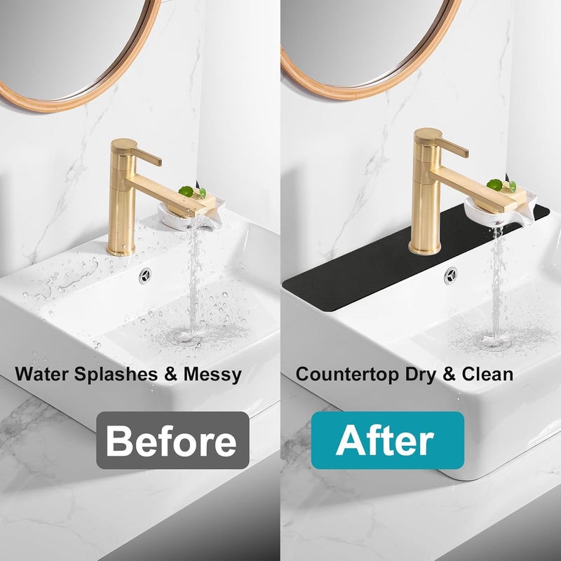 EazziSwitch Customizable Faucet Mat for Kitchen Sink: 29"L x 5.5"W Quick Drying Kitchen Sink Mat & Bathroom Counter Protector - Cut to Fit with 2 or 3 Hole Faucet Design - Extra Long Absorbent Splash Guard - Image 5