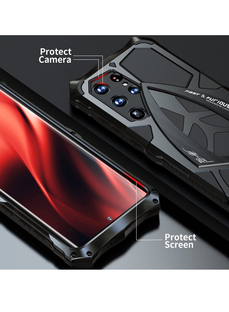 XiuWoo For Samsung S23 Ultra Phone Case, Metal Hard Armor Cover with Camera Protection Heavy Duty metalicas Military Grade, Suitable for Galaxy 5G 2023 Case (Black) - Image 5