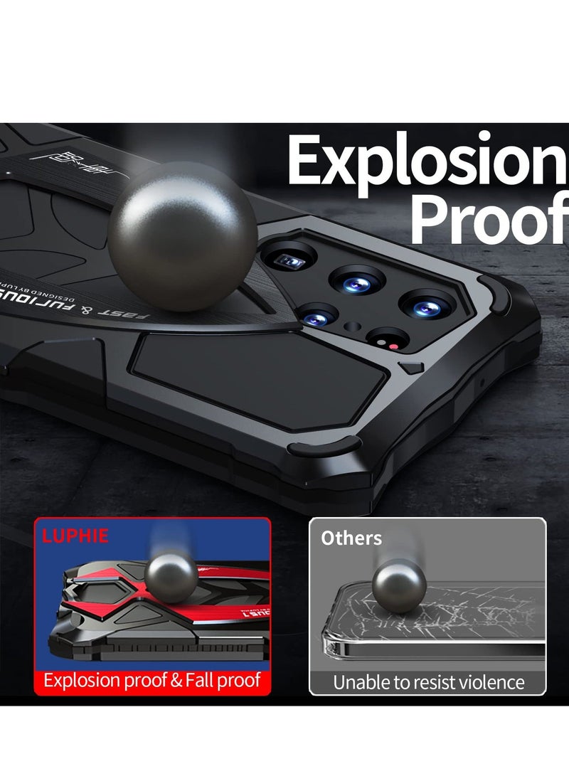 XiuWoo For Samsung S23 Ultra Phone Case, Metal Hard Armor Cover with Camera Protection Heavy Duty metalicas Military Grade, Suitable for Galaxy 5G 2023 Case (Black) - Image 4