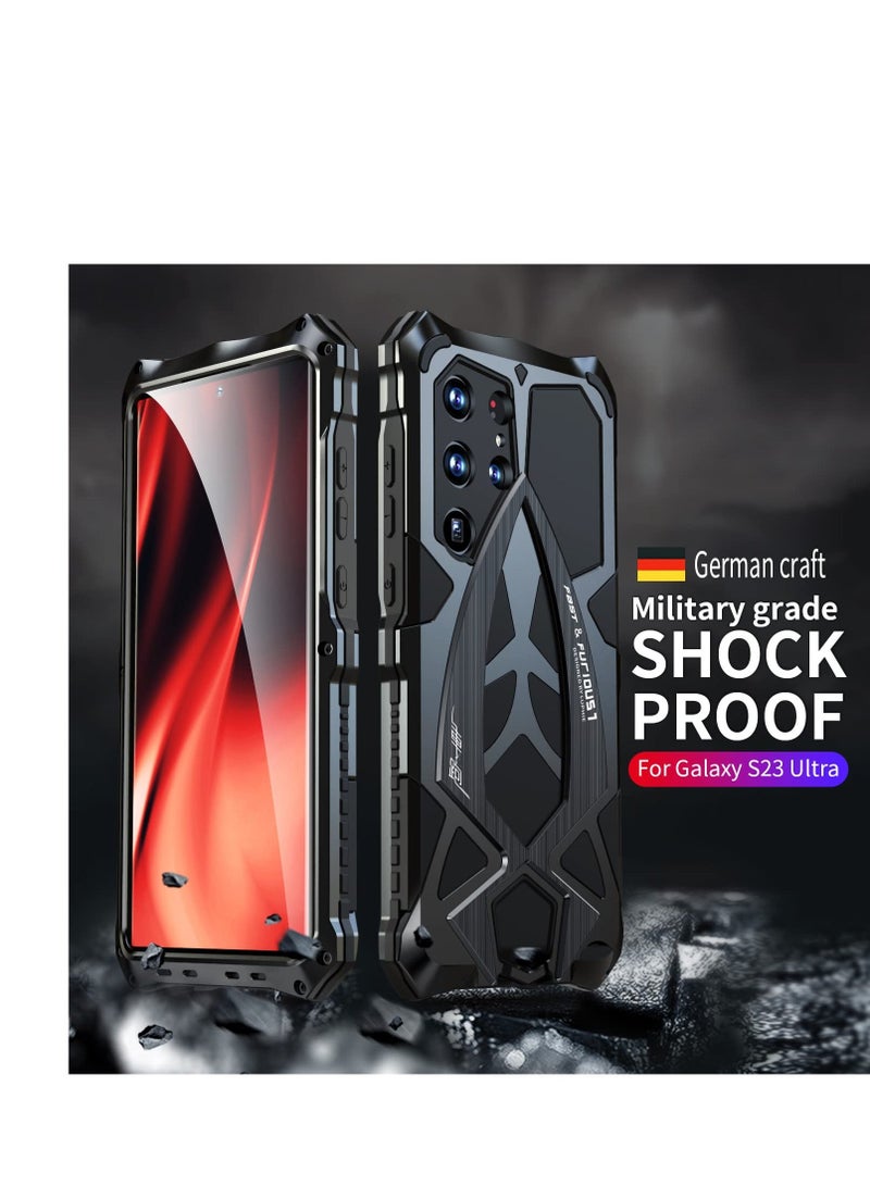 XiuWoo For Samsung S23 Ultra Phone Case, Metal Hard Armor Cover with Camera Protection Heavy Duty metalicas Military Grade, Suitable for Galaxy 5G 2023 Case (Black) - Image 3