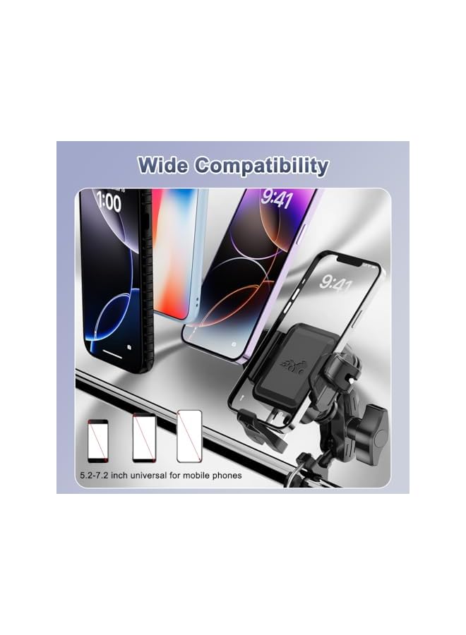 Green Tiger STHIRAMotorcycle Handlebar Phone Holder, Adjustable 4.7-7.6'' Screen Mount, Single-Hand Operation, Secure Bike and Scooter Smartphone Mount - Image 5