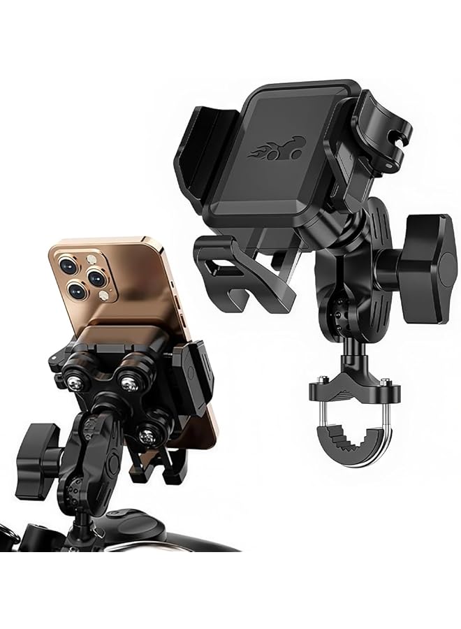 Green Tiger STHIRAMotorcycle Handlebar Phone Holder, Adjustable 4.7-7.6'' Screen Mount, Single-Hand Operation, Secure Bike and Scooter Smartphone Mount - Image 1