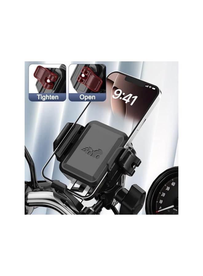 Green Tiger STHIRAMotorcycle Handlebar Phone Holder, Adjustable 4.7-7.6'' Screen Mount, Single-Hand Operation, Secure Bike and Scooter Smartphone Mount - Image 3