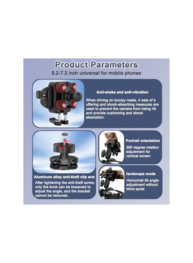 Green Tiger STHIRAMotorcycle Handlebar Phone Holder, Adjustable 4.7-7.6'' Screen Mount, Single-Hand Operation, Secure Bike and Scooter Smartphone Mount - Image 4