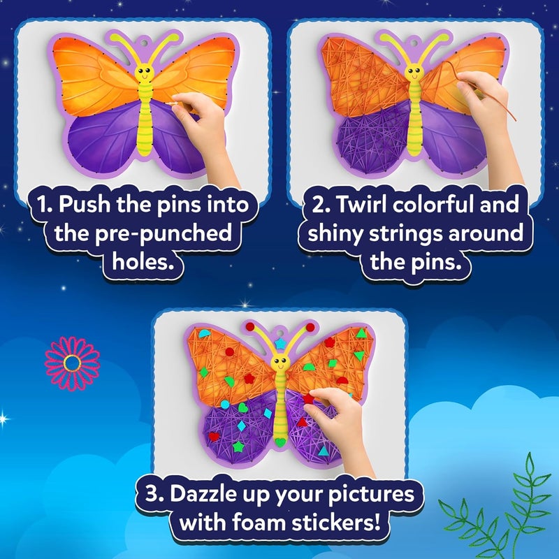 Skillmatics نشاط فن الخيوط - الحشرات والفراشات، فن خالي من الفوضى للأطفال، مجموعات ومواد الحرف، ديكور افعلها بنفسك ونشاط إبداعي، هدايا للبنات والأولاد من أعمار 6، 7، 8، 9، 10، 11، 12 - Image 3