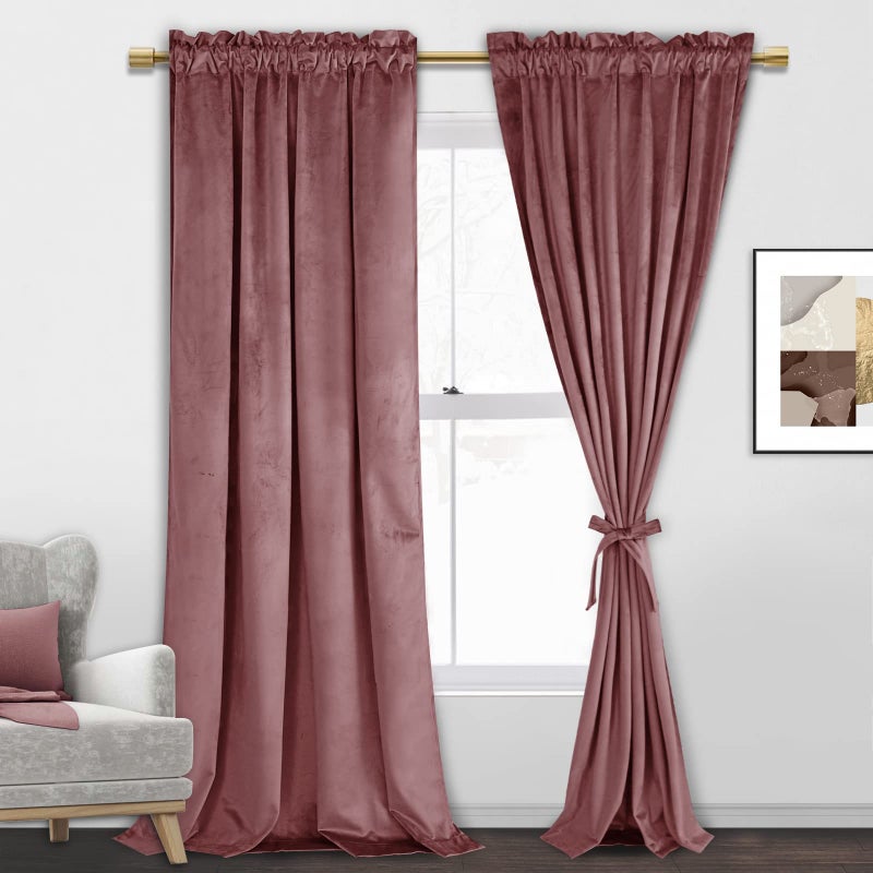 JIUZHEN الستائر Jiuzhen Velvet Blackout لغرفة النوم - 84 بوصة من الغرفة الحرارية غامق الستائر جيب القضيب للمكتب/الحفل - Image 1